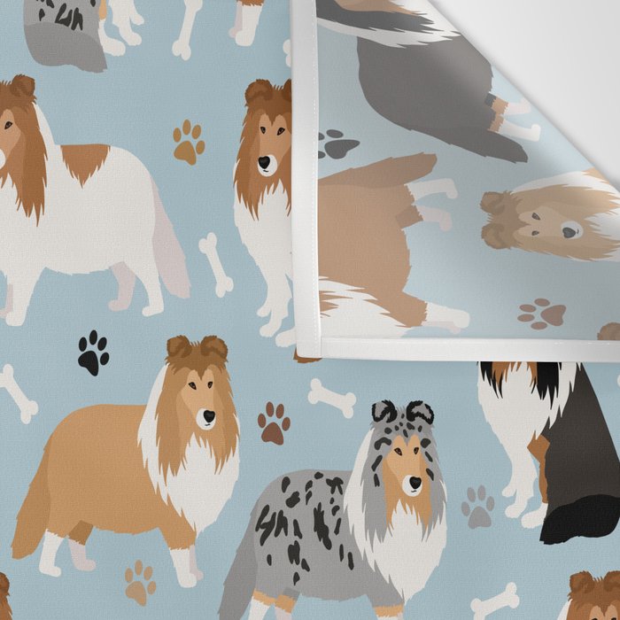 Shetland Sheepdog Sheltie Dog Paws and Bones Pattern Wall Tapestry Gallery Image 3