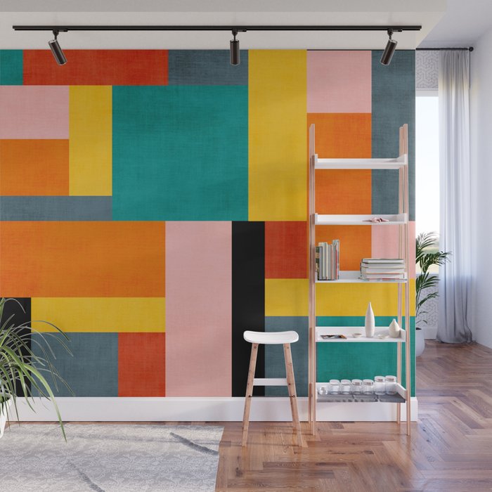 Colorful Geometric Modern Patchwork Design Wall Mural Gallery Image 1