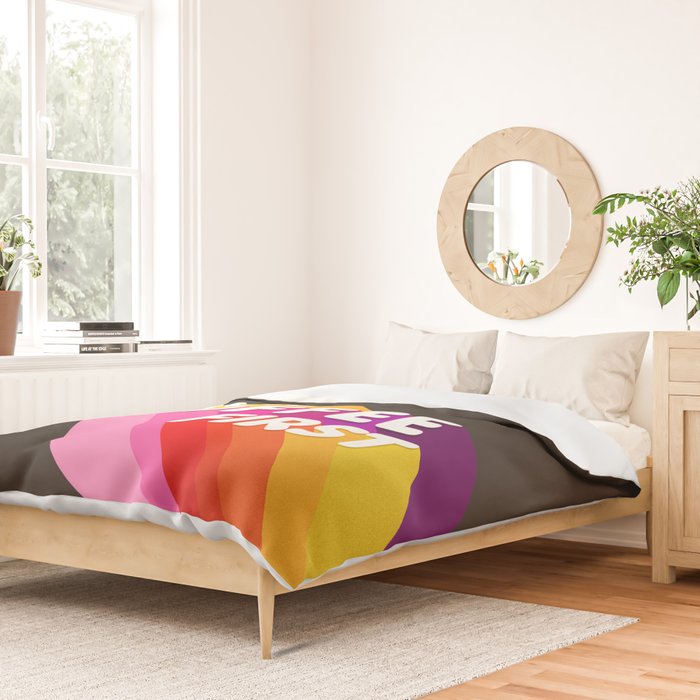 OK, but coffee first - retro typography Duvet Cover Gallery Image 2