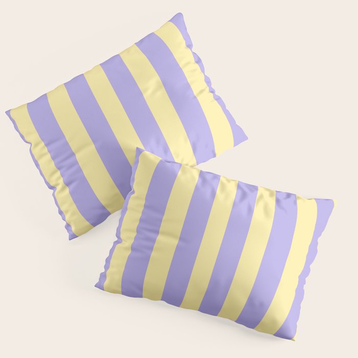 Pastel Stripe Pattern  Soft Yellow and Lavender Pillow Sham Gallery Image 3