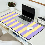 Pastel Stripe Pattern  Soft Yellow and Lavender Desk Mat Gallery Image 2