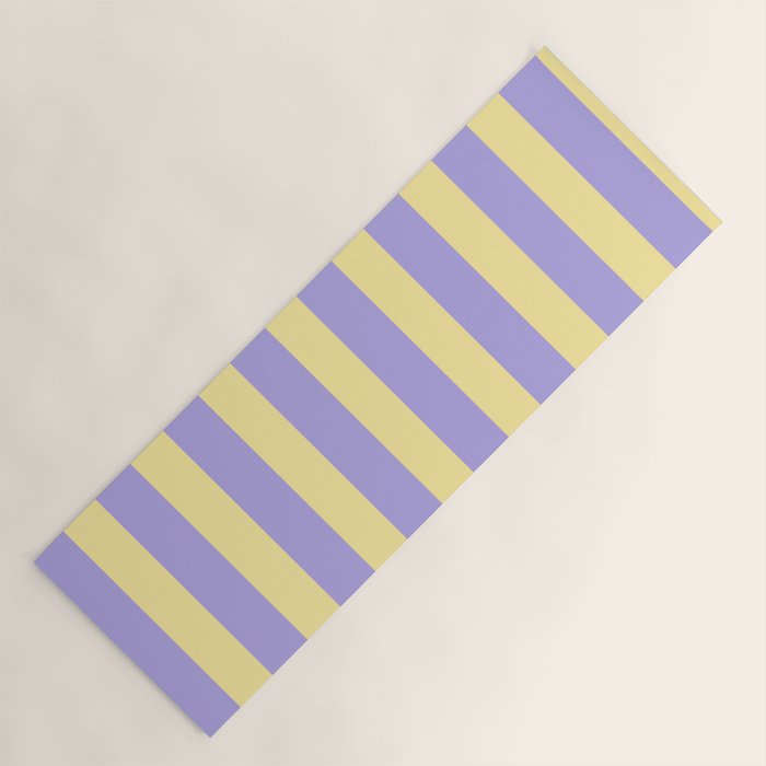 Pastel Stripe Pattern  Soft Yellow and Lavender Yoga Mat Gallery Image 1