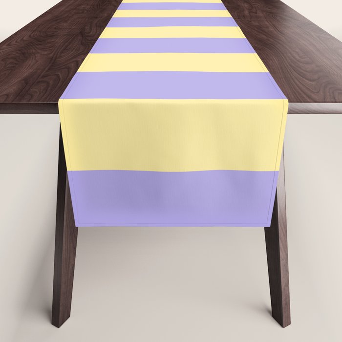 Pastel Stripe Pattern  Soft Yellow and Lavender Table Runner Gallery Image 1
