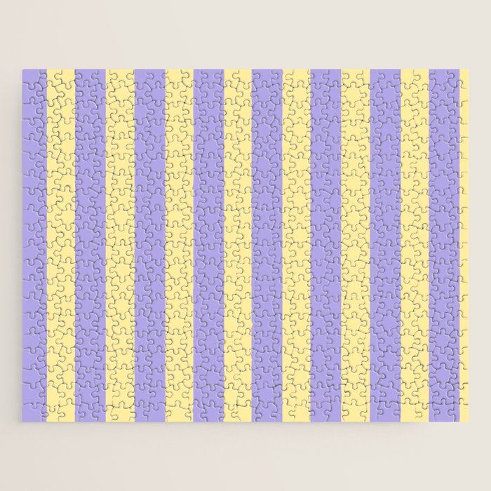 Pastel Stripe Pattern  Soft Yellow and Lavender Jigsaw Puzzle Gallery Image 1