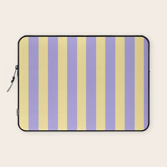 Pastel Stripe Pattern  Soft Yellow and Lavender Laptop Sleeve Gallery Image 1