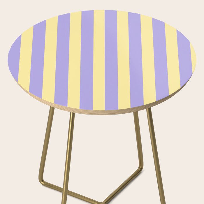 Pastel Stripe Pattern  Soft Yellow and Lavender Side Table Gallery Image 2