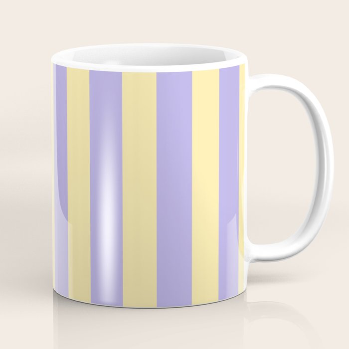 Pastel Stripe Pattern  Soft Yellow and Lavender Coffee Mug Gallery Image 1