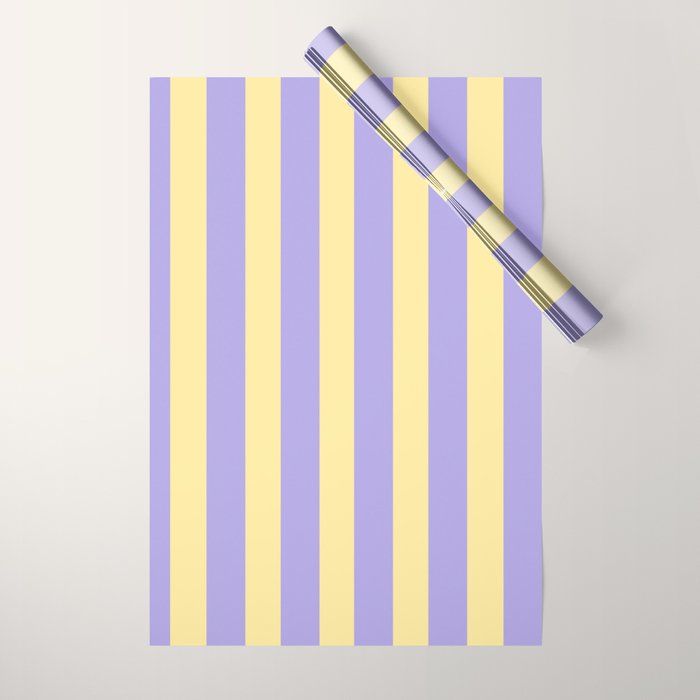 Pastel Stripe Pattern  Soft Yellow and Lavender Wrapping Paper Gallery Image 1