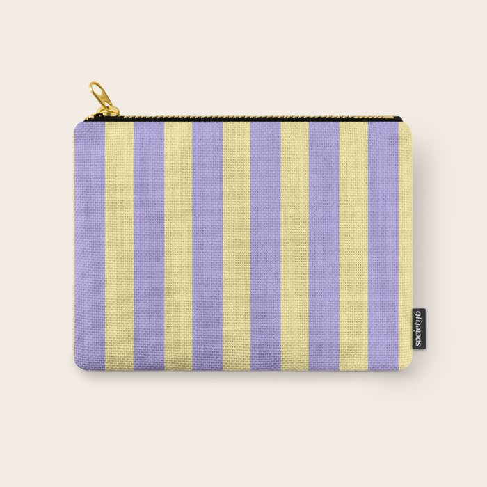 Pastel Stripe Pattern  Soft Yellow and Lavender Carry All Pouch Gallery Image 1
