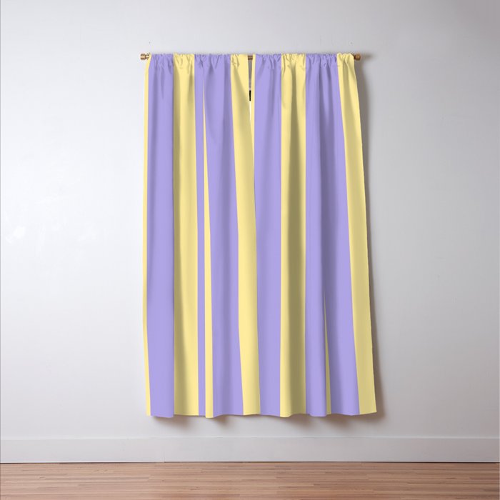 Pastel Stripe Pattern  Soft Yellow and Lavender Window Curtain Gallery Image 3