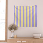 Pastel Stripe Pattern  Soft Yellow and Lavender Wall Tapestry Gallery Image 2