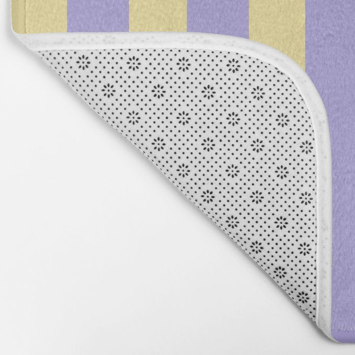 Pastel Stripe Pattern  Soft Yellow and Lavender Bath Mat Gallery Image 2