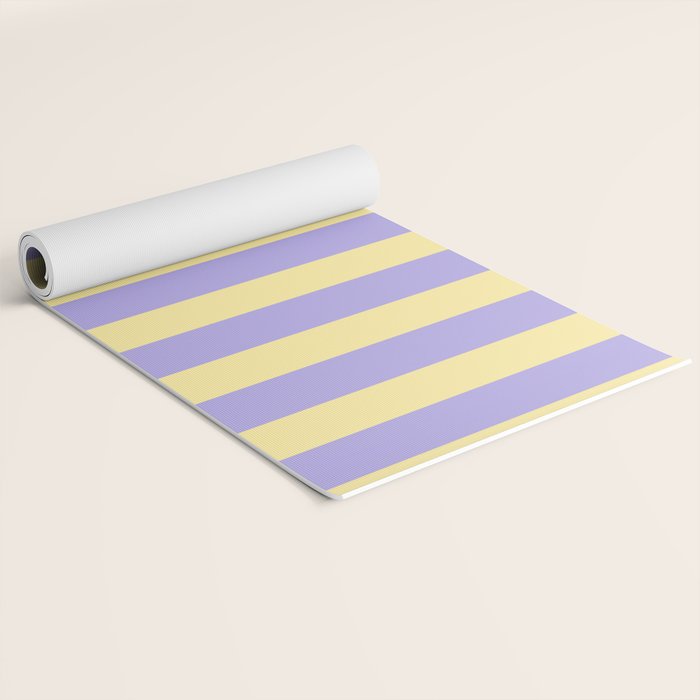 Pastel Stripe Pattern  Soft Yellow and Lavender Yoga Mat Gallery Image 2