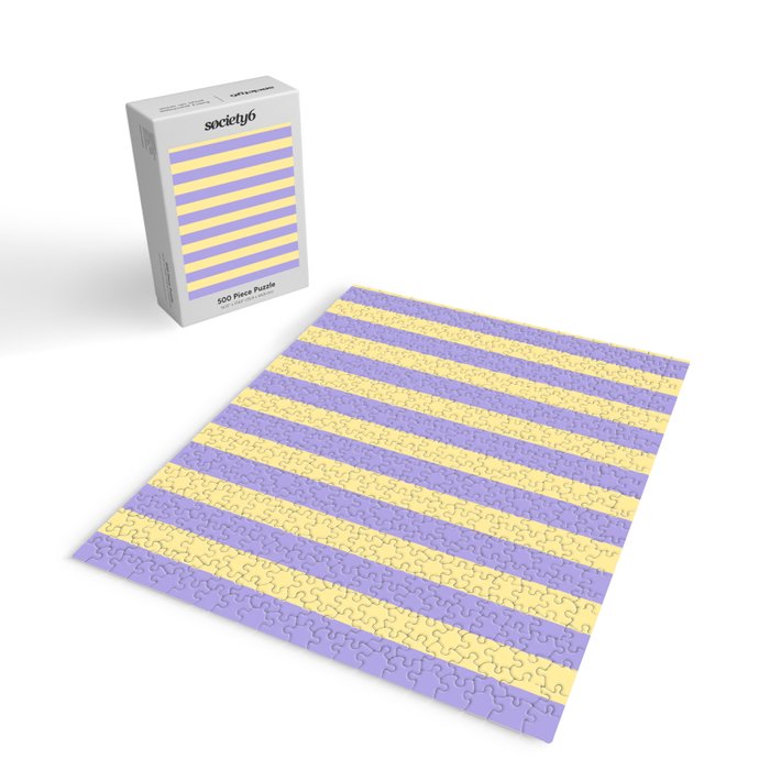 Pastel Stripe Pattern  Soft Yellow and Lavender Jigsaw Puzzle Gallery Image 2