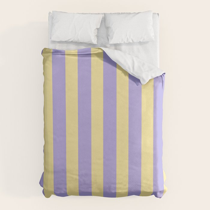Pastel Stripe Pattern  Soft Yellow and Lavender Duvet Cover Gallery Image 1