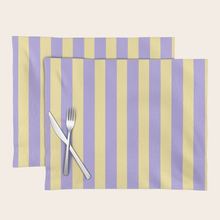 Pastel Stripe Pattern  Soft Yellow and Lavender Placemat Gallery Image 1