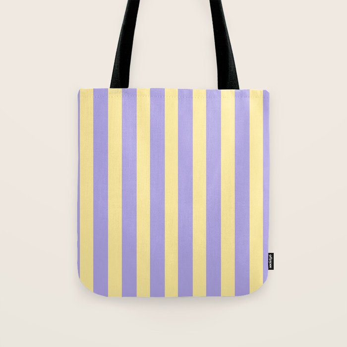 Pastel Stripe Pattern  Soft Yellow and Lavender Tote Bag Gallery Image 1