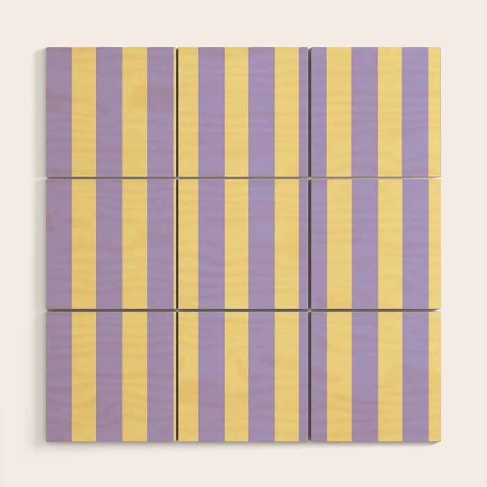 Pastel Stripe Pattern  Soft Yellow and Lavender Wood Wall Art Gallery Image 1