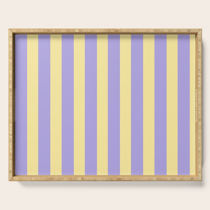 Pastel Stripe Pattern  Soft Yellow and Lavender Serving Tray Gallery Image 1