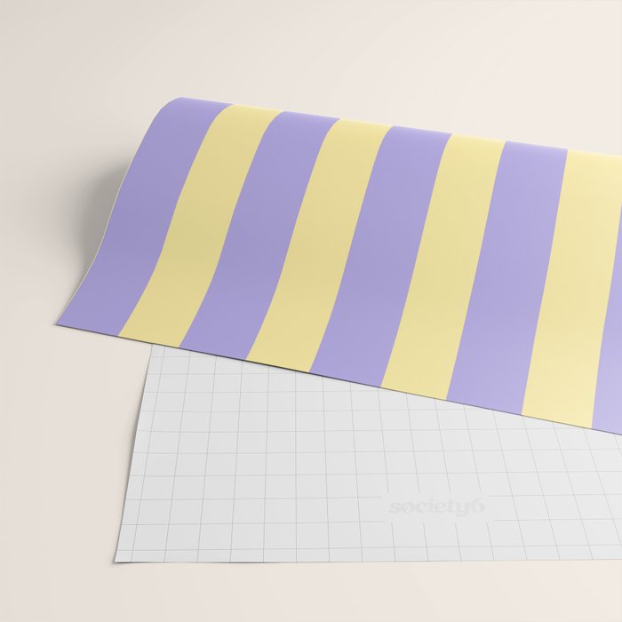 Pastel Stripe Pattern  Soft Yellow and Lavender Wrapping Paper Gallery Image 2