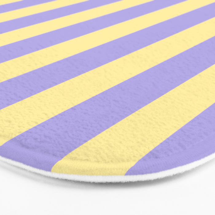 Pastel Stripe Pattern  Soft Yellow and Lavender Bath Mat Gallery Image 3
