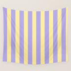 Pastel Stripe Pattern  Soft Yellow and Lavender Wall Tapestry Gallery Image 4