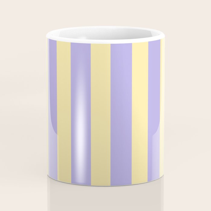 Pastel Stripe Pattern  Soft Yellow and Lavender Coffee Mug Gallery Image 4