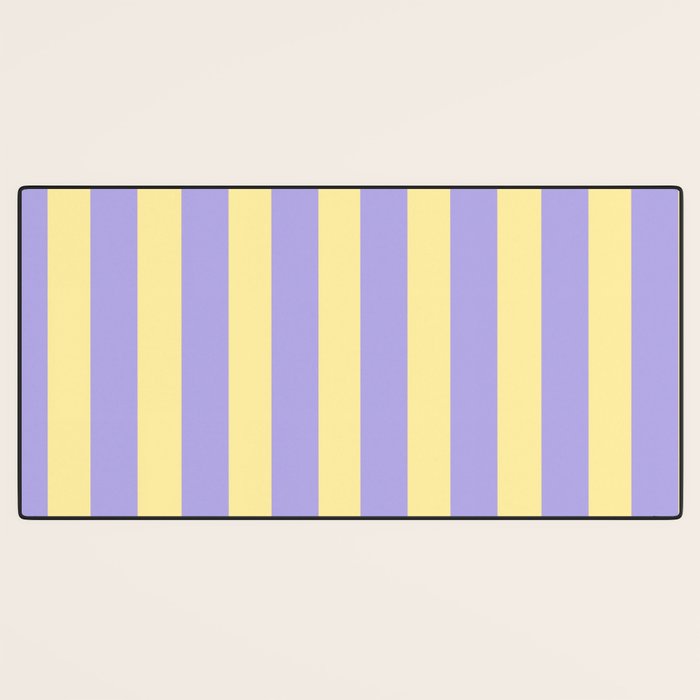 Pastel Stripe Pattern  Soft Yellow and Lavender Desk Mat Gallery Image 3