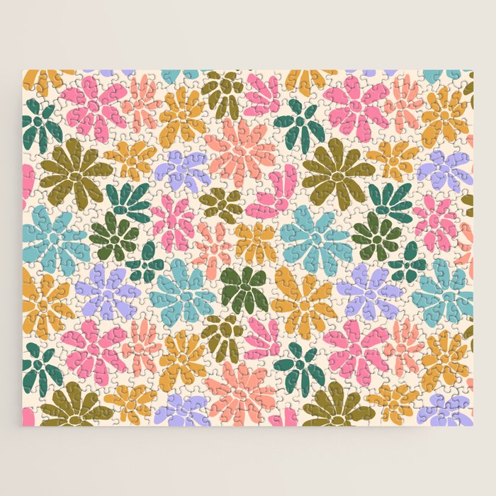 Retro Daisies - Rainbow Fun Jigsaw Puzzle Gallery Image 1