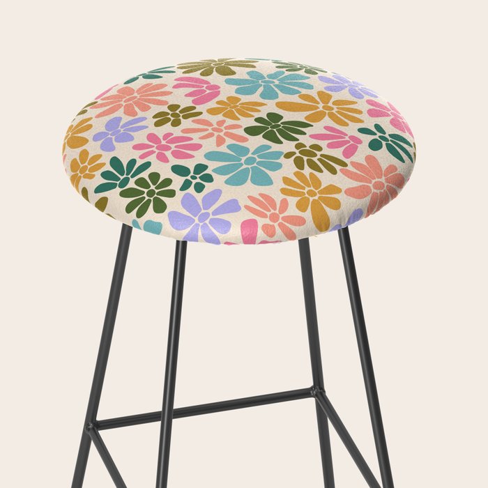 Retro Daisies - Rainbow Fun Stool Gallery Image 2