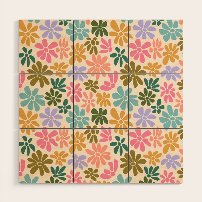 Retro Daisies - Rainbow Fun Wood Wall Art Gallery Image 1