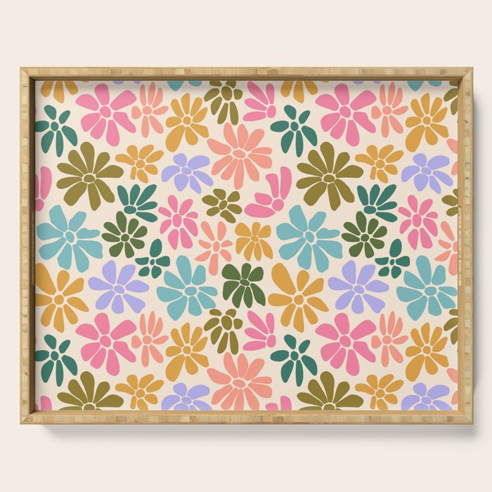 Retro Daisies - Rainbow Fun Serving Tray Gallery Image 1