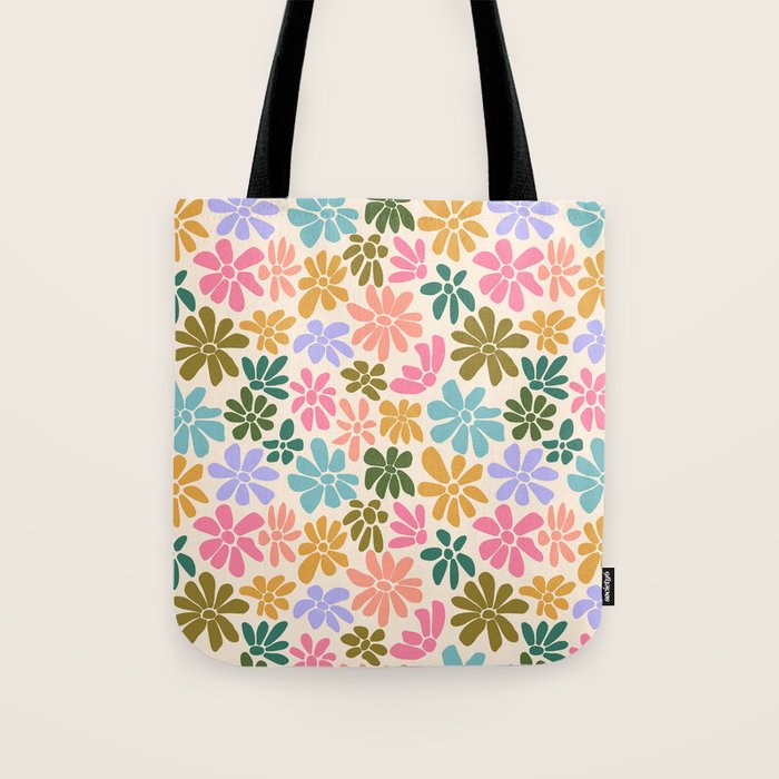 Retro Daisies - Rainbow Fun Tote Bag Gallery Image 1