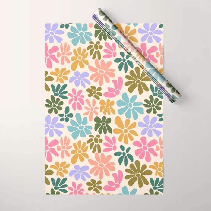 Retro Daisies - Rainbow Fun Wrapping Paper Gallery Image 1