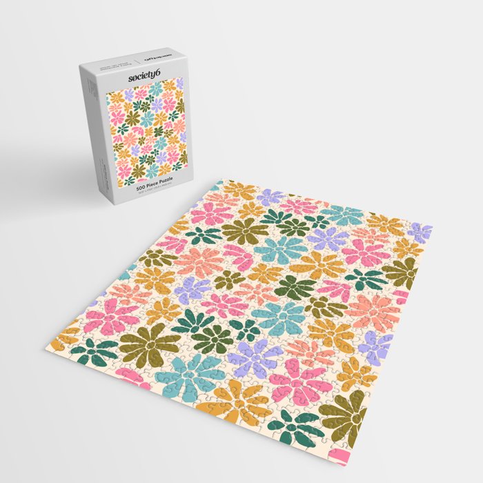 Retro Daisies - Rainbow Fun Jigsaw Puzzle Gallery Image 2
