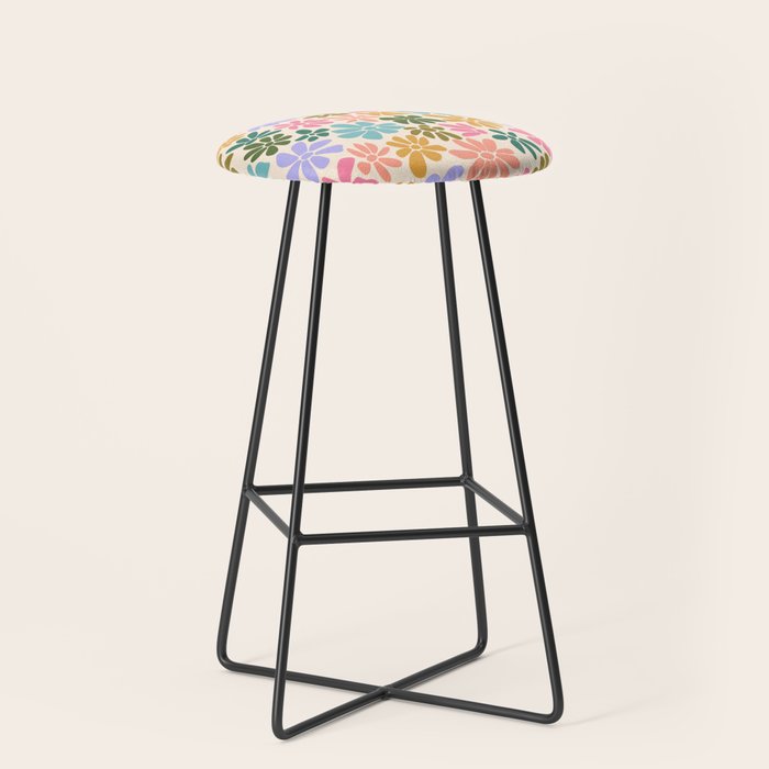 Retro Daisies - Rainbow Fun Stool Gallery Image 1