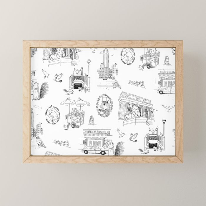 Squirrels and Pigeons take NY Mini Art Print Gallery Image 1