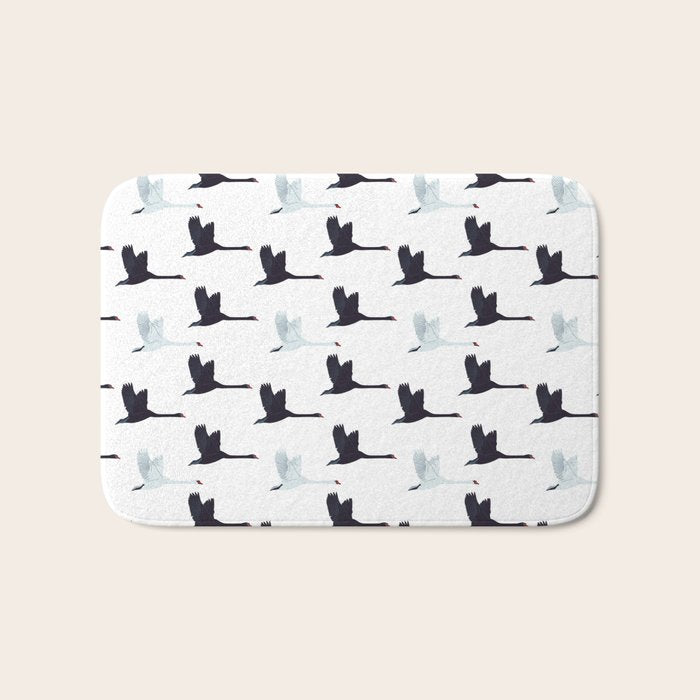 Flying Elegant Swan Pattern Bath Mat Gallery Image 1