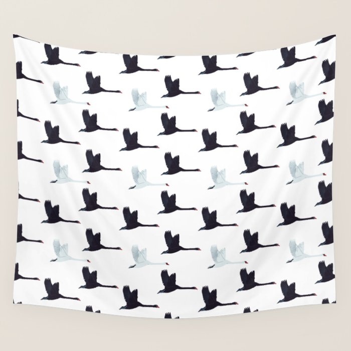 Flying Elegant Swan Pattern Wall Tapestry Gallery Image 4