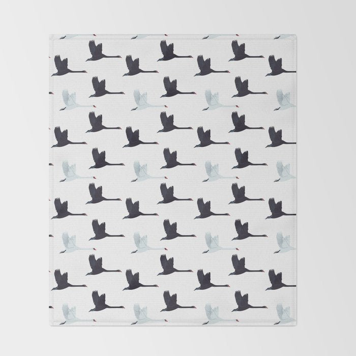 Flying Elegant Swan Pattern Throw Blanket Gallery Image 2