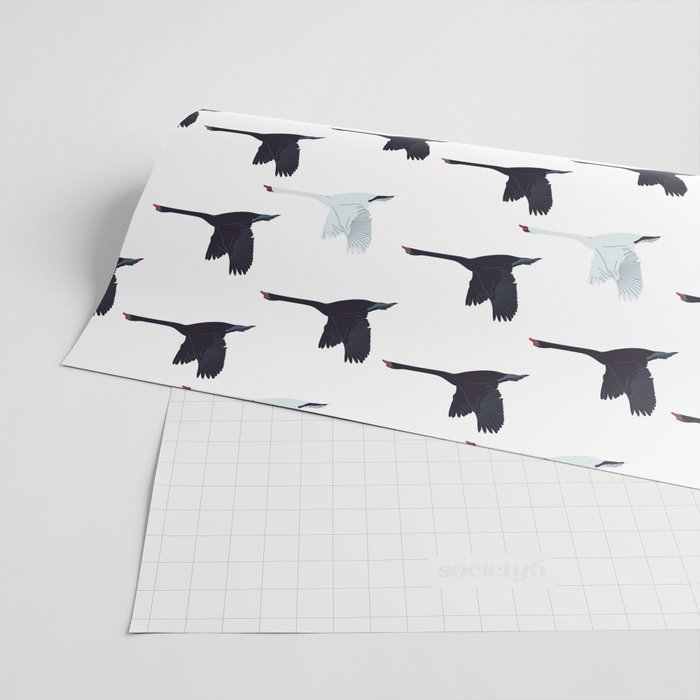 Flying Elegant Swan Pattern Wrapping Paper Gallery Image 2