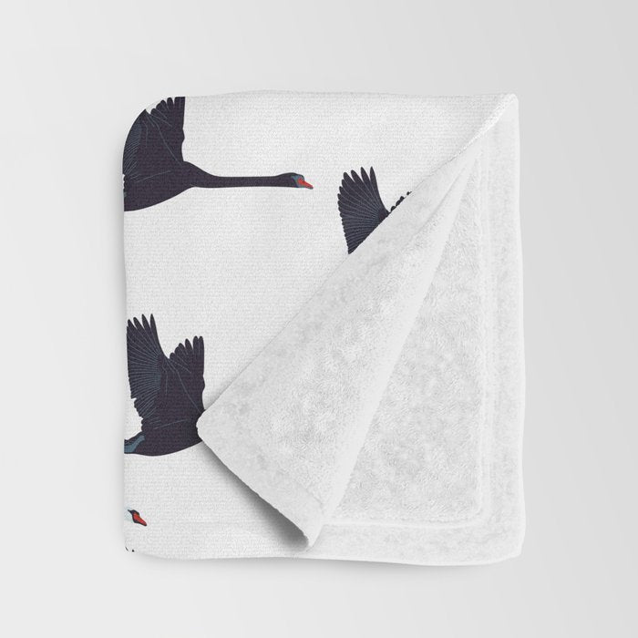Flying Elegant Swan Pattern Throw Blanket Gallery Image 3