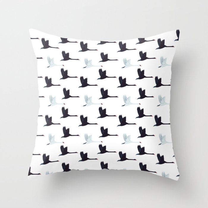 Flying Elegant Swan Pattern Throw Pillow Gallery Image 6