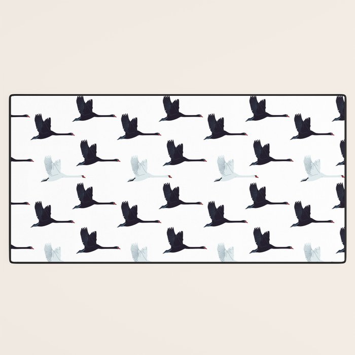 Flying Elegant Swan Pattern Desk Mat Gallery Image 3