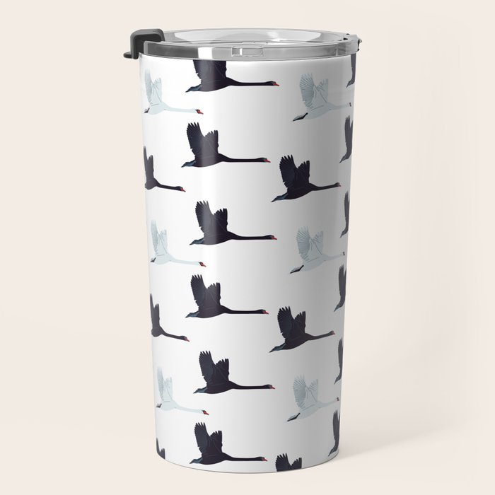 Flying Elegant Swan Pattern Travel Mug Gallery Image 3