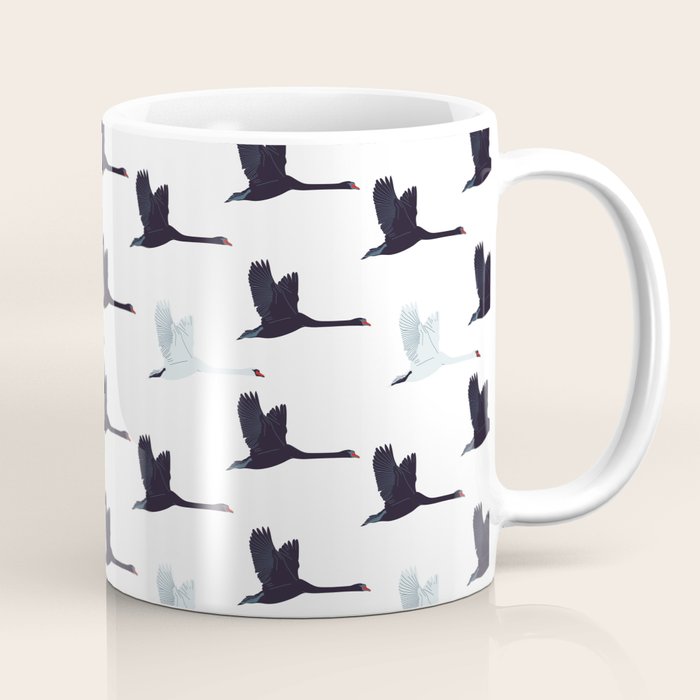 Flying Elegant Swan Pattern Coffee Mug Gallery Image 1
