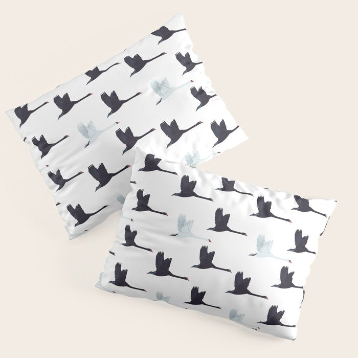 Flying Elegant Swan Pattern Pillow Sham Gallery Image 3