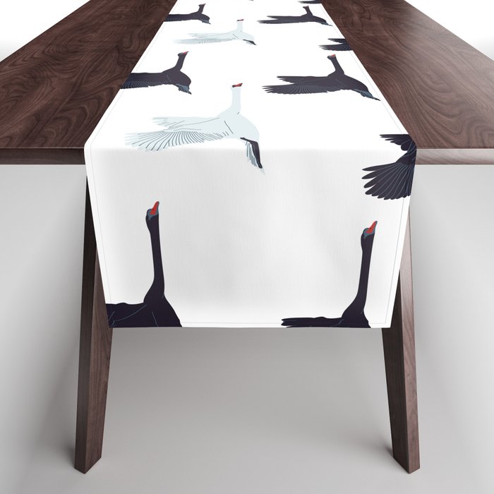Flying Elegant Swan Pattern Table Runner Gallery Image 1