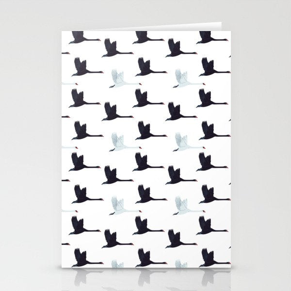 Flying Elegant Swan Pattern Stationery Card Gallery Image 2