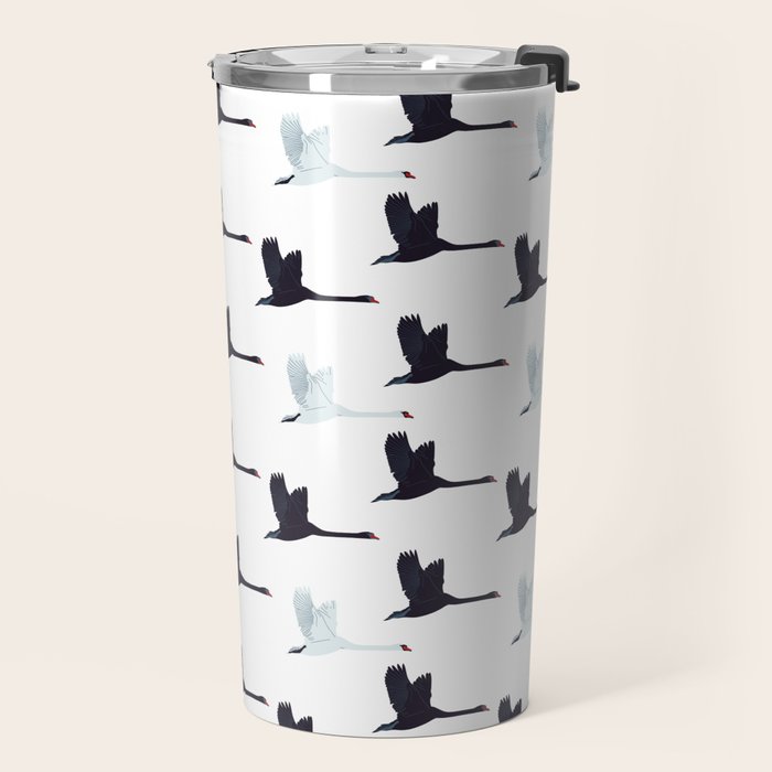 Flying Elegant Swan Pattern Travel Mug Gallery Image 2